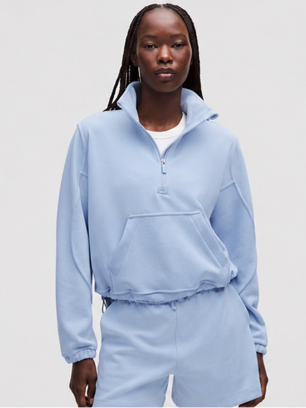 Lululemon Brushed Softstreme Half Zip in Starch Blue